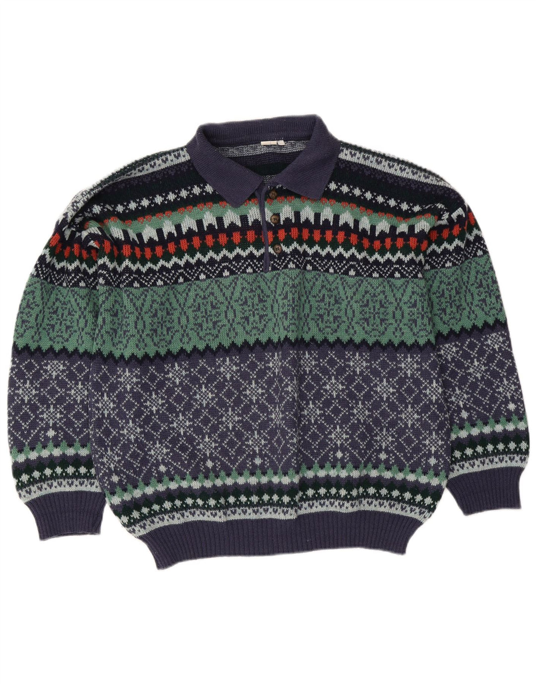 Męski sweter z golfem w stylu vintage IT 50 Średni wielobarwny Fair Isle