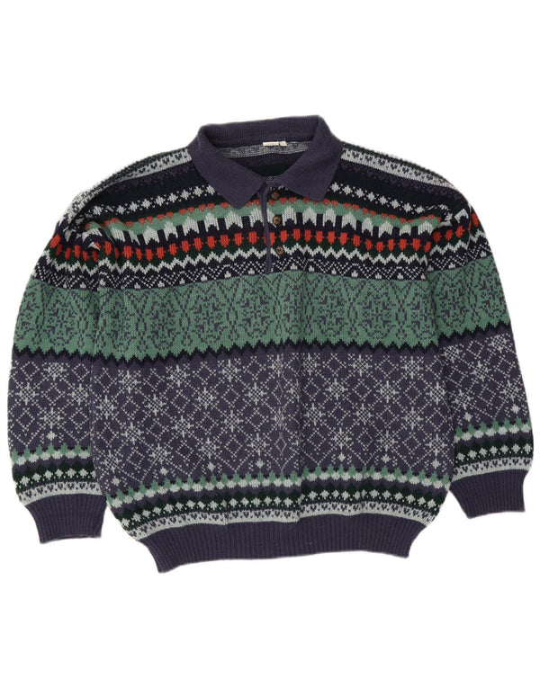 Męski sweter z golfem w stylu vintage IT 50 Średni wielobarwny Fair Isle