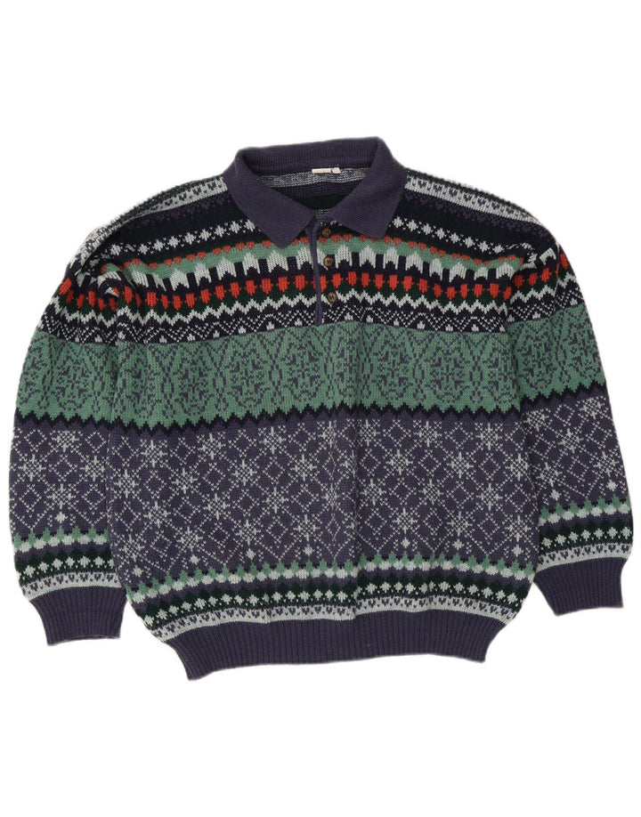 Męski sweter z golfem w stylu vintage IT 50 Średni wielobarwny Fair Isle