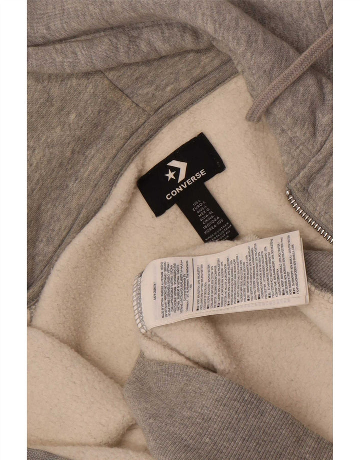 Converse Męski sweter z kapturem i zamkiem błyskawicznym, duży, szary, bawełniany