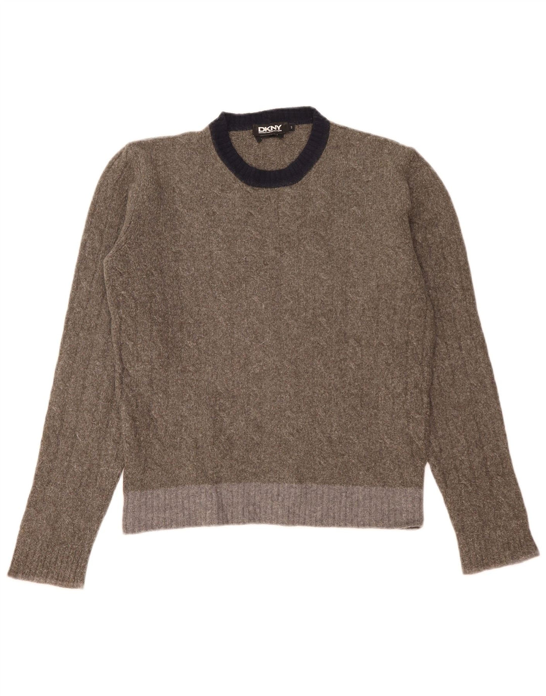 Dkny Męski sweter z okrągłym dekoltem, mały, szary, wełniany blok kolorów