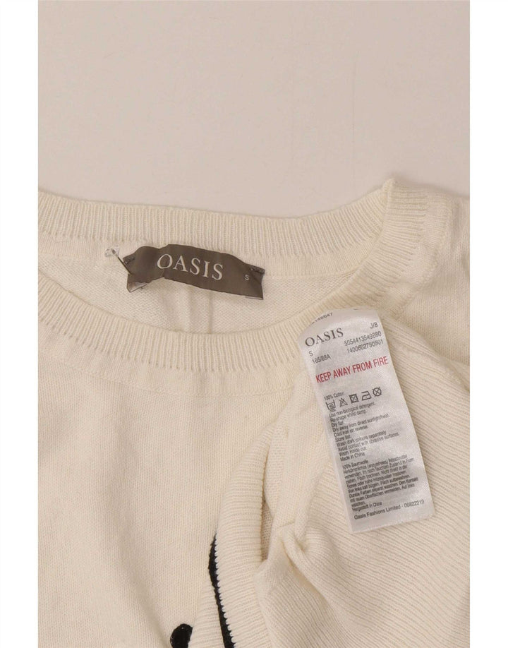 Sweter damski Oasis z okrągłym dekoltem, UK 10, mały, biały w cętki
