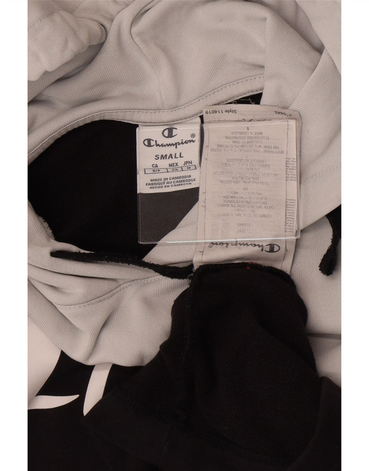 Damski top graficzny Champion z długim rękawem, UK 10, mały, czarny, z blokami kolorów