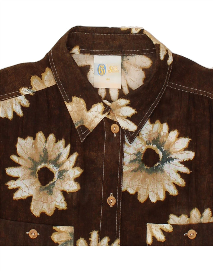 YOUR SIXTH SENSE Womens Short Sleeve Shirt IT 44 Medium Brown Floral Vintage Your Sixth Sense and Second-Hand Your Sixth Sense from Messina Hembry 