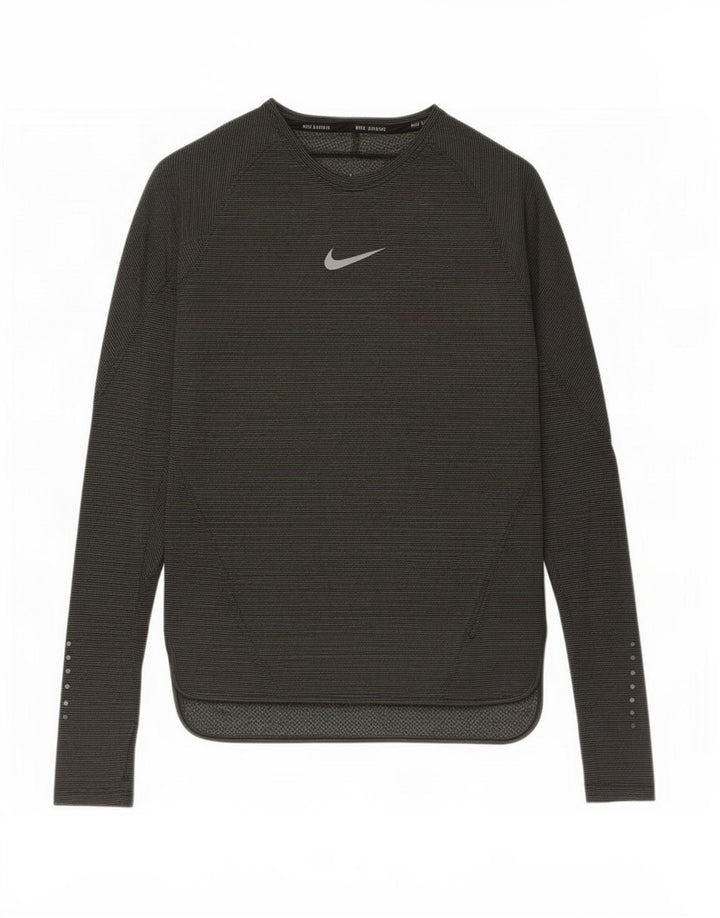Męska koszulka Nike z długim rękawem i małymi poliestrowymi paskami w kolorze khaki