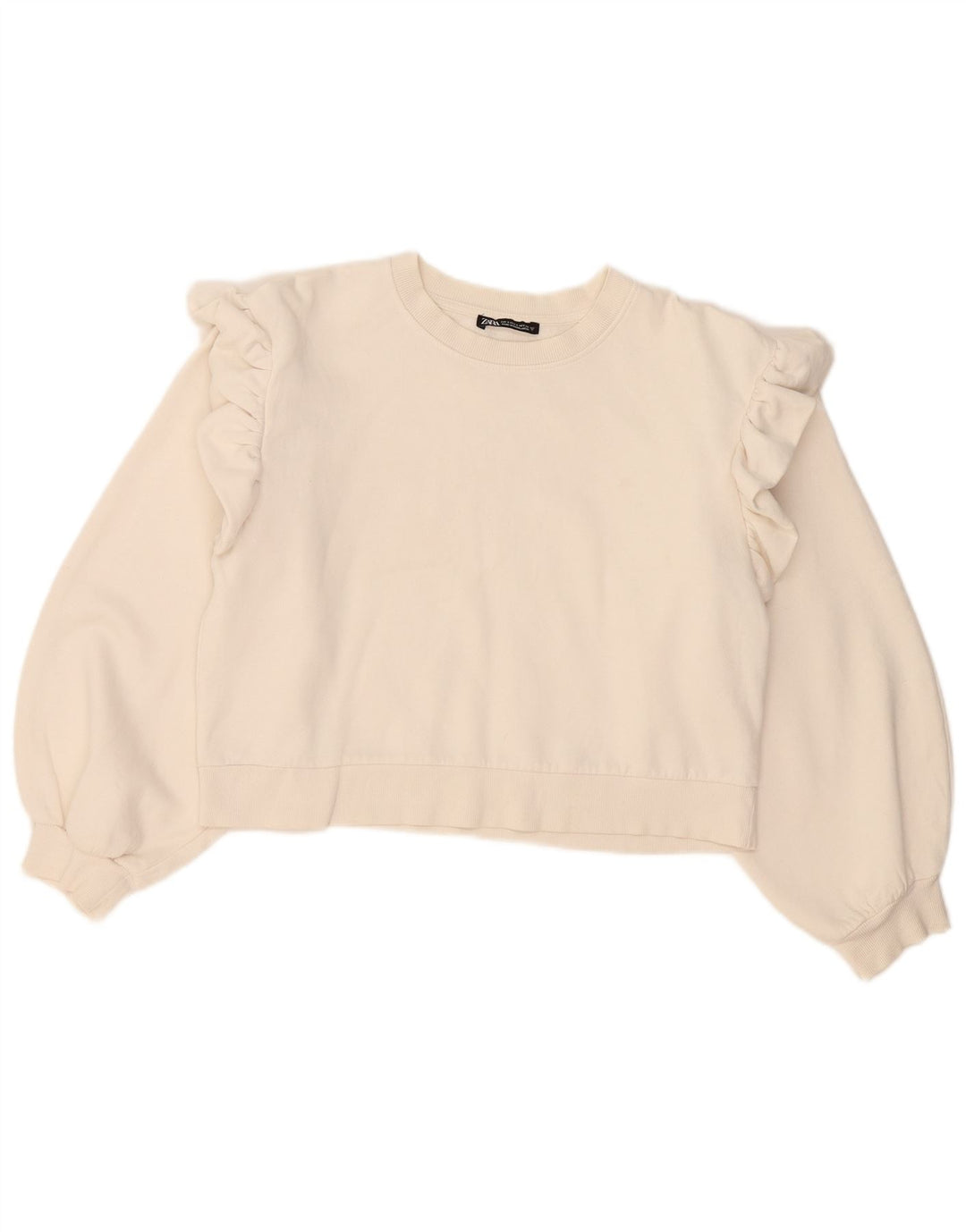Bluza damska Zara Crop Oversize Sweter UK 10 Small White Cotton
