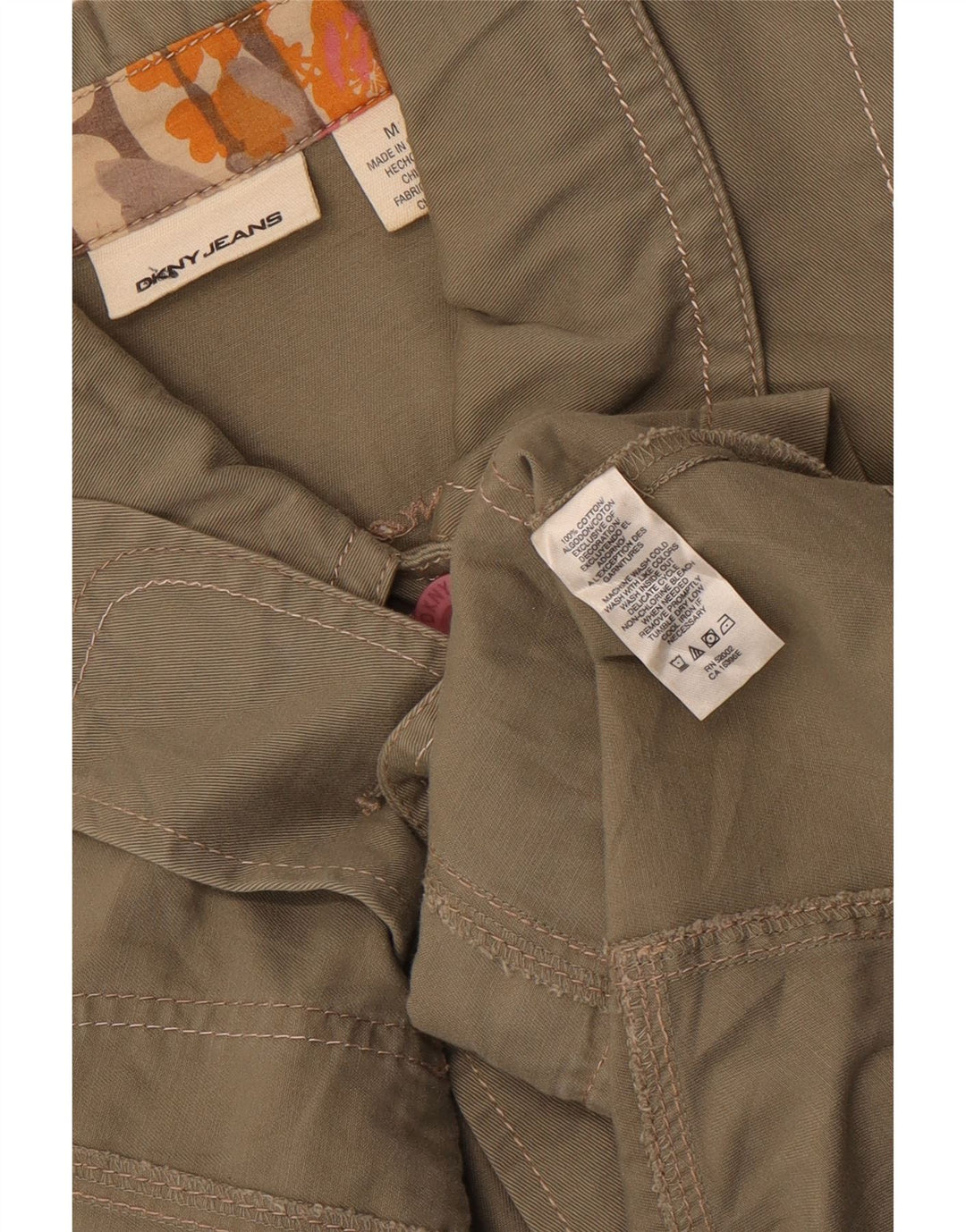 Damska kurtka wojskowa DKNY z rękawem 3/4, UK 14, średnia bawełna khaki