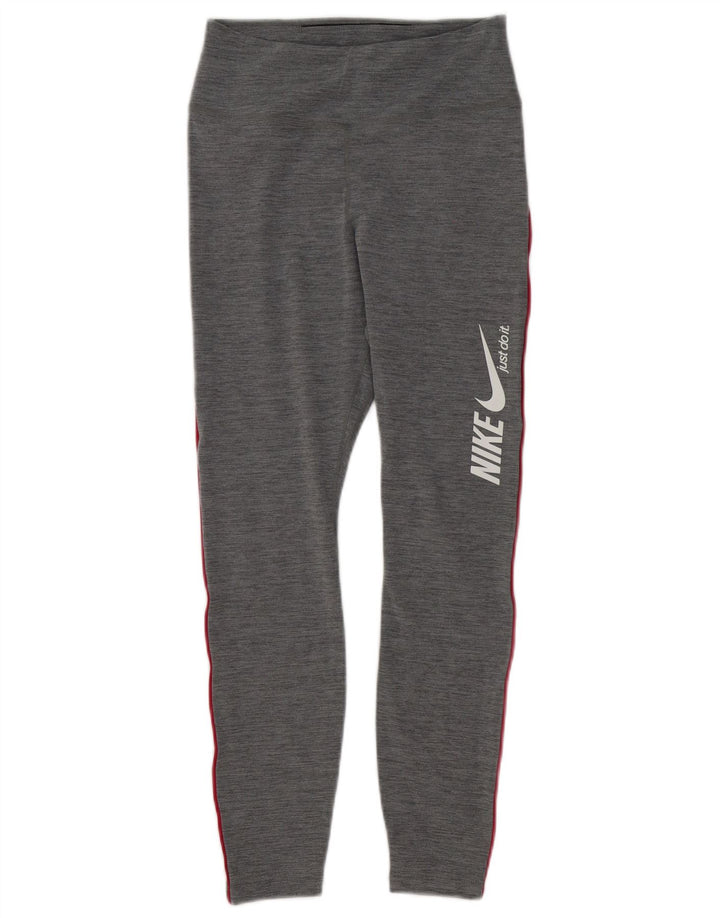 Damskie legginsy Nike Dri Fit Graphic UK 10, małe, szare, poliestrowe