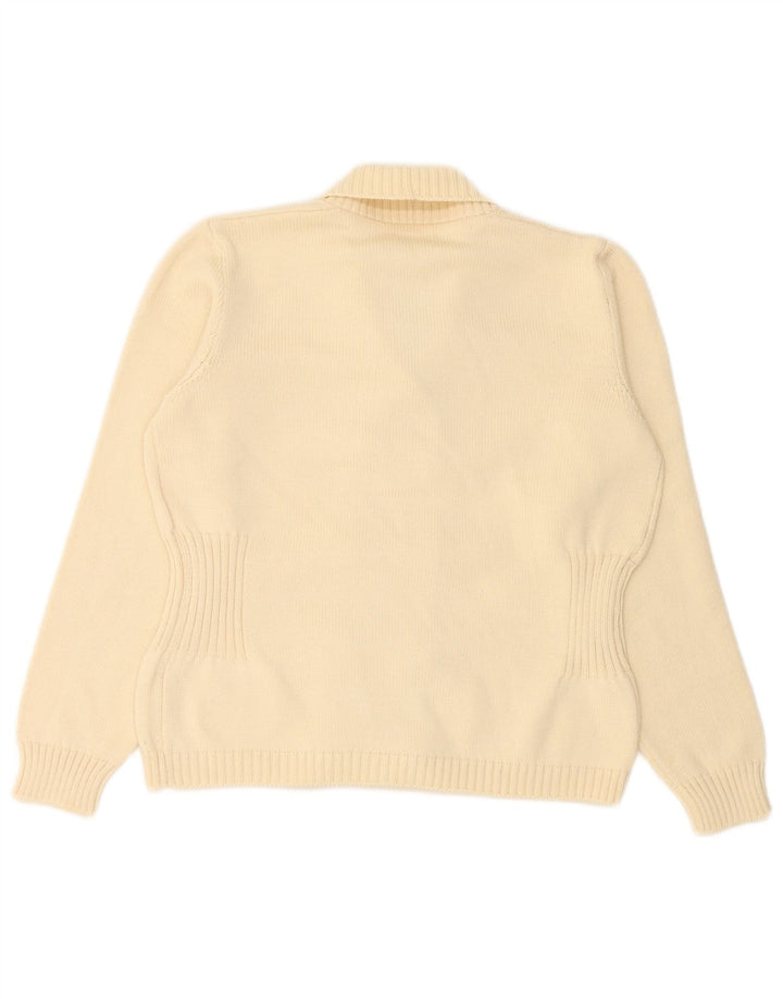 VINTAGE Womens Cardigan Sweater UK 14 Medium Off White