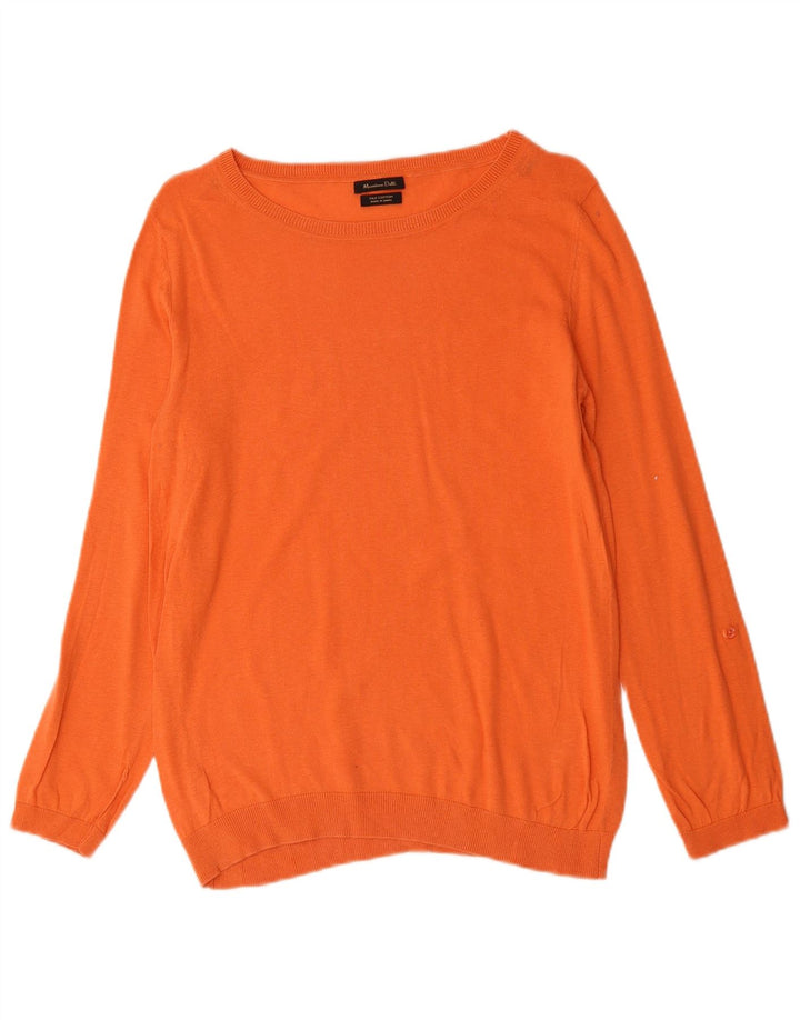 MASSIMO DUTTI Damski sweter z dekoltem w łódkę UK 14 Średni pomarańczowy jedwab
