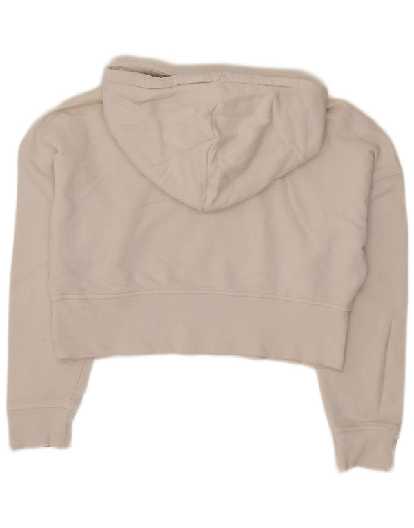 Damska bluza z kapturem Adidas Crop Graphic Oversized UK 4 XS Biała bawełna