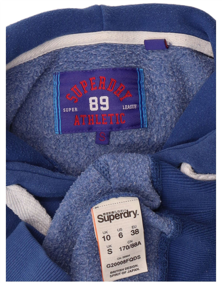 SUPERDRY Damski sweter z kapturem, grafiką, oversize UK 10 Small, niebieski, bawełniany