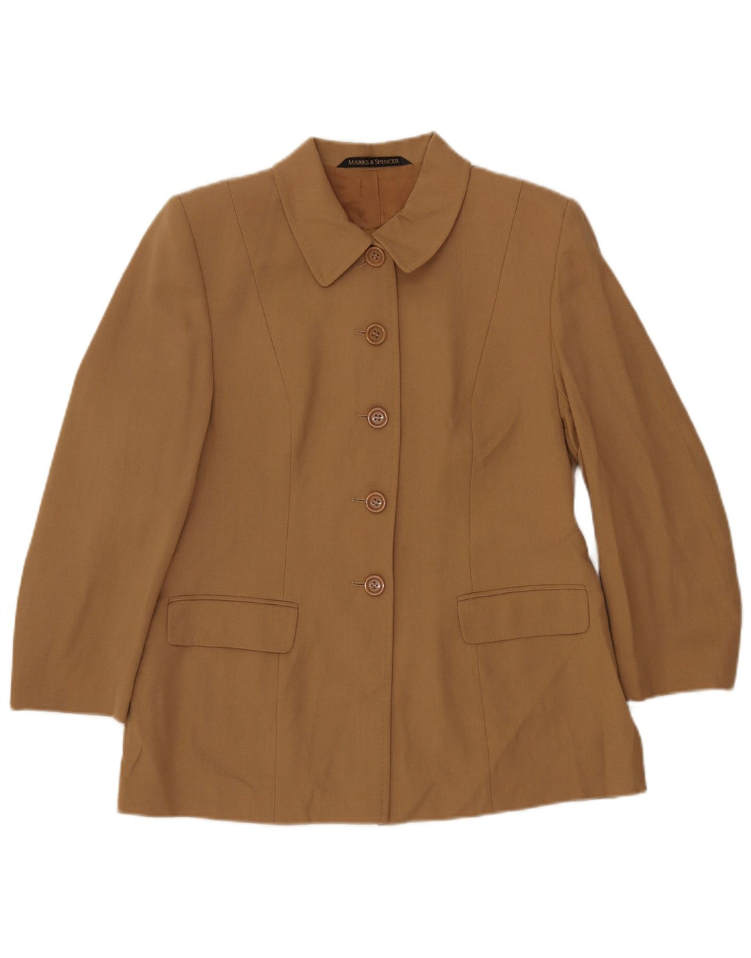 MARKS & SPENCER Damska marynarka zapinana na 5 guzików UK 16, duża beżowa wełna