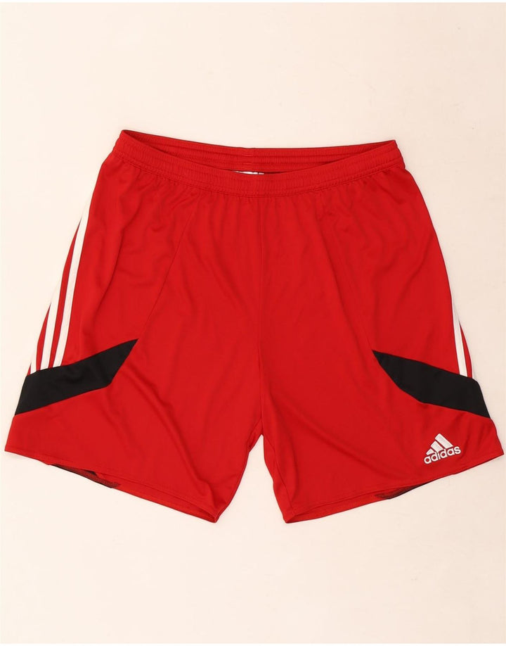 Męskie spodenki sportowe Adidas Climalite, duże, czerwone, z blokami kolorów, poliestrowe