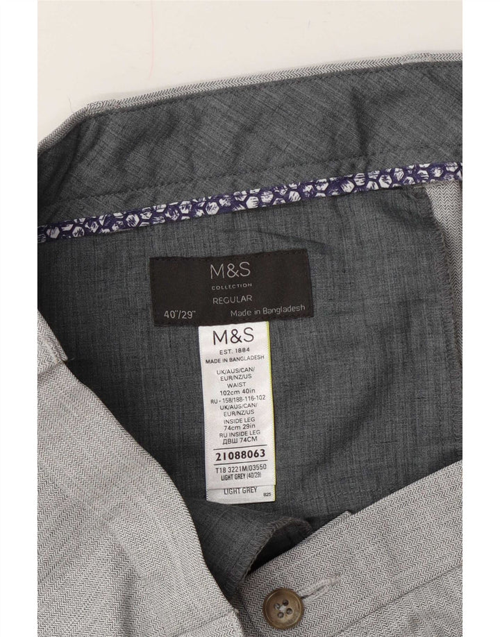 Męskie spodnie codzienne Marks & Spencer W40 L29 Szary poliester