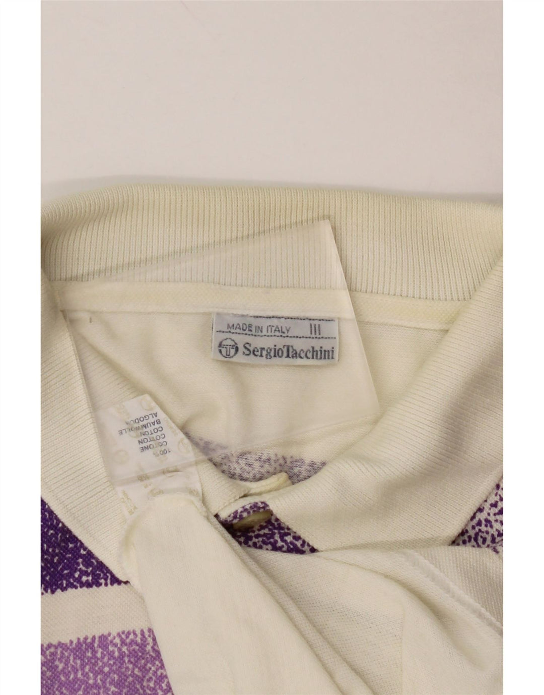 Męska koszulka polo SERGIO TACCHINI, mała, bawełniana w złamane białe paski