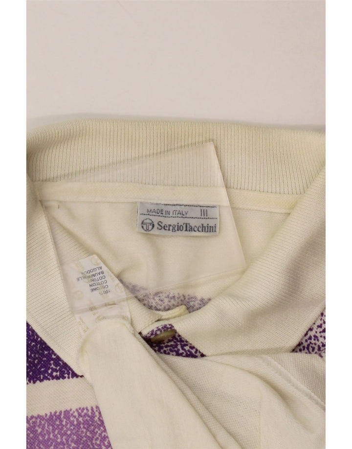 Męska koszulka polo SERGIO TACCHINI, mała, bawełniana w złamane białe paski