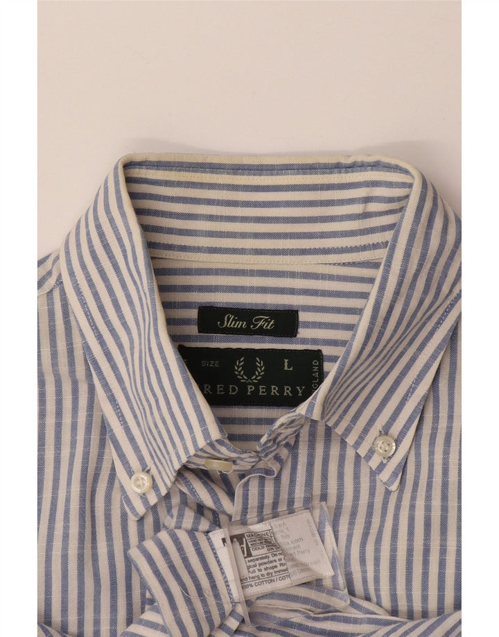 Koszula męska Fred Perry Slim Fit, duża, bawełniana w niebieskie paski