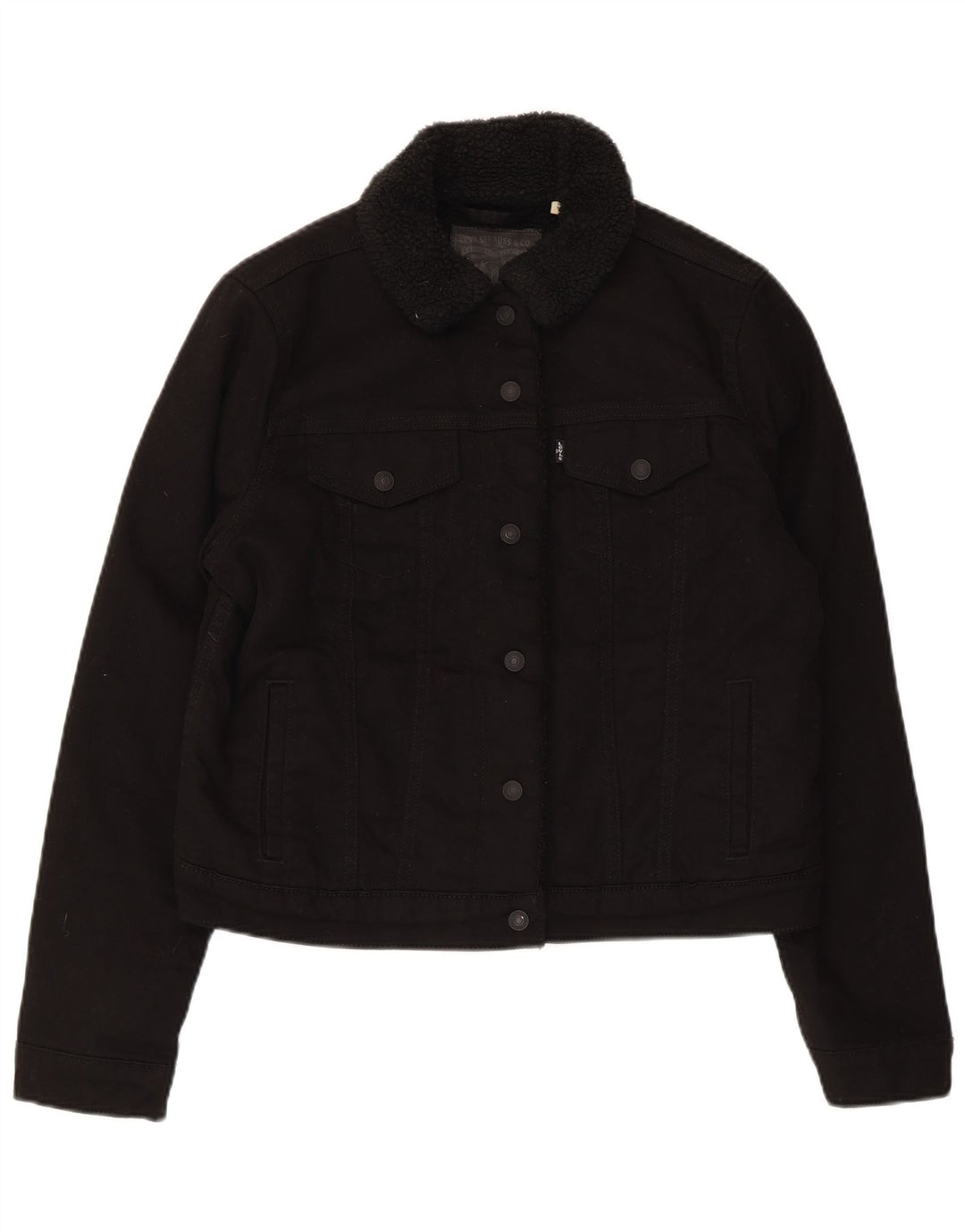 Damska kurtka jeansowa Levi's Sherpa UK 16, duża, czarna, bawełniana