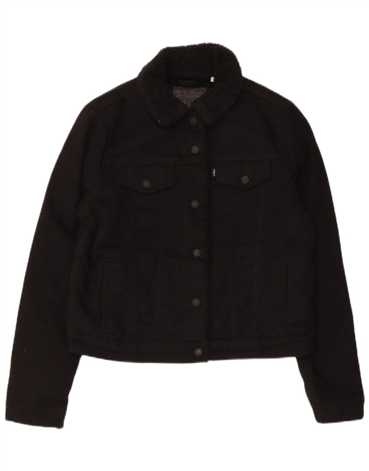 Damska kurtka jeansowa Levi's Sherpa UK 16, duża, czarna, bawełniana