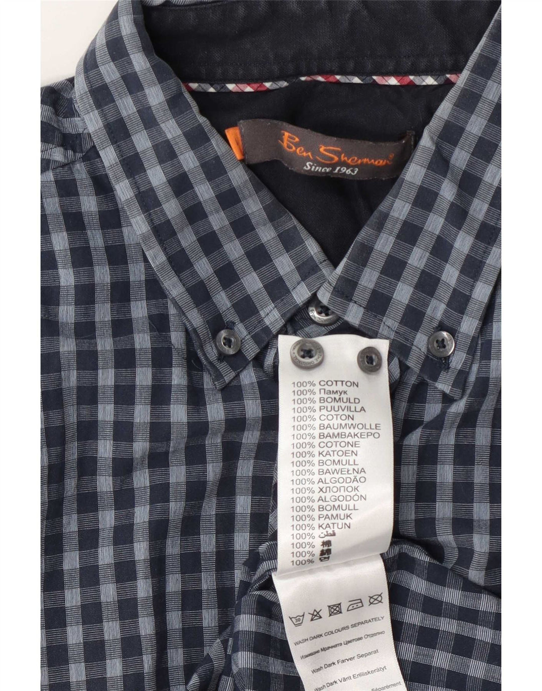Koszula męska Ben Sherman, duża, granatowa, bawełniana w kratkę