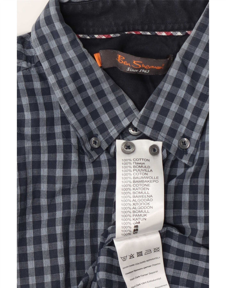 Koszula męska Ben Sherman, duża, granatowa, bawełniana w kratkę