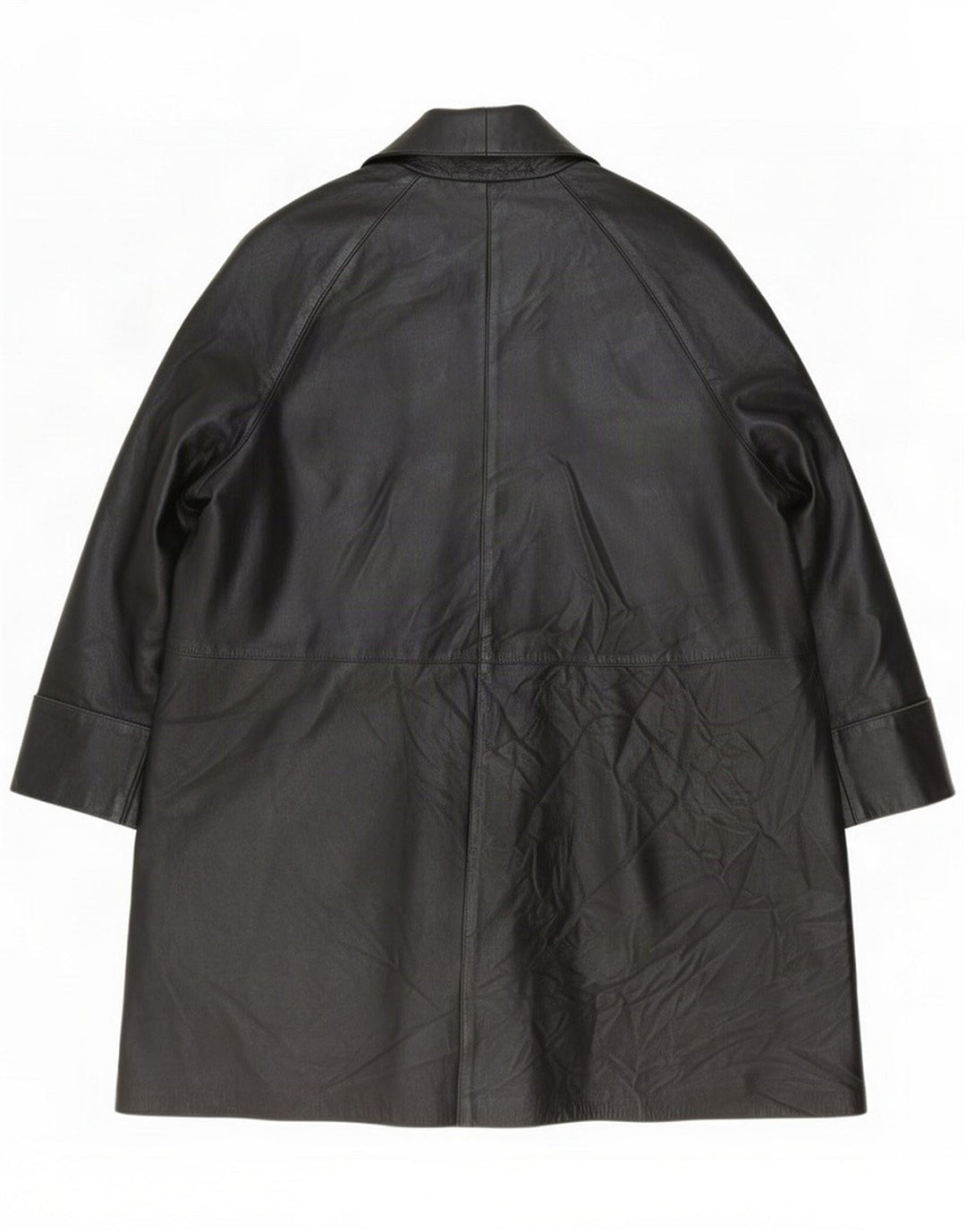 Vintage damski płaszcz skórzany oversize IT 44 średni czarny