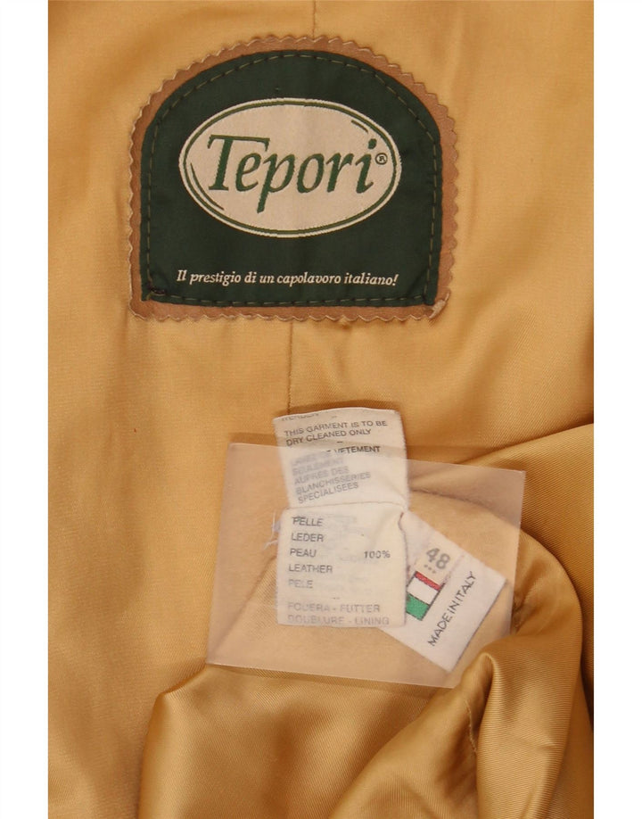 Kurtka skórzana damska vintage IT 48 XL Beżowa skóra