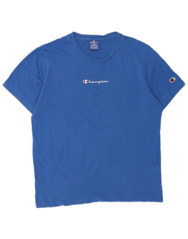 Męski T-shirt Champion z grafiką, mały, niebieski, bawełniany