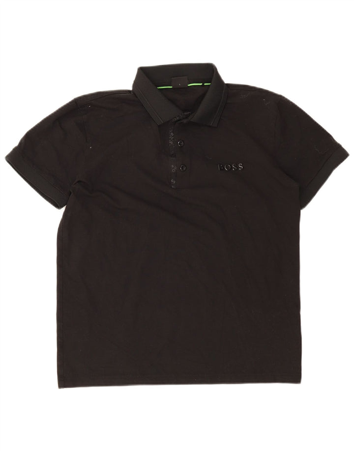 Męska koszulka polo ze stretchem Hugo Boss, duża, czarna, bawełniana