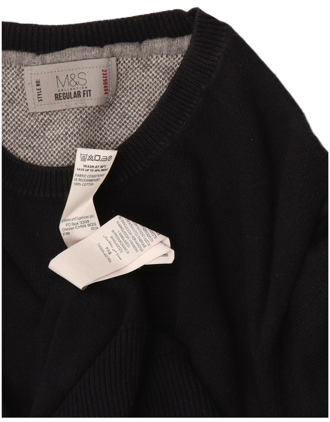Męski sweter z okrągłym dekoltem Marks & Spencer o regularnym kroju, średni czarny