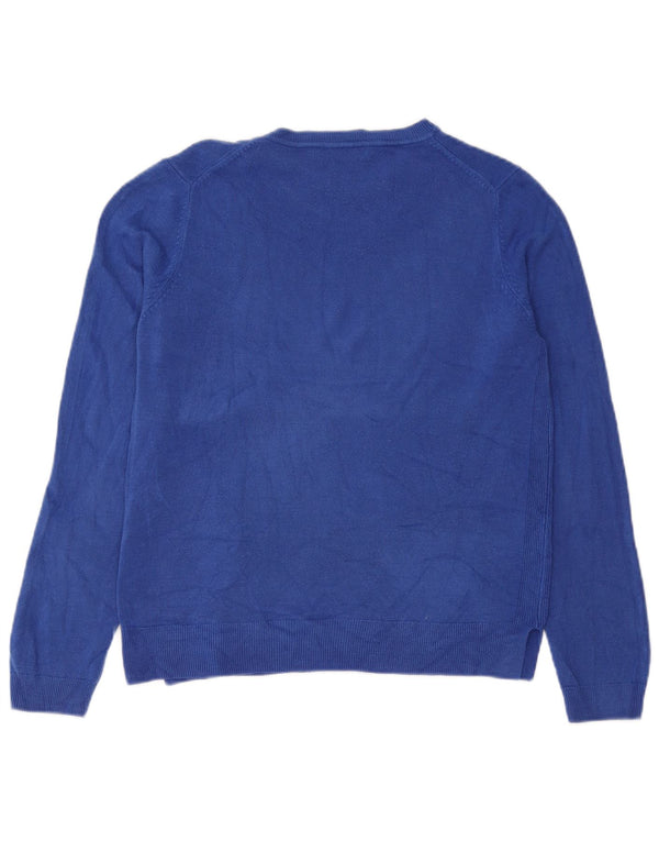 Marks & Spencer Damski sweter z dekoltem w łódkę UK 14, duży, niebieski akryl