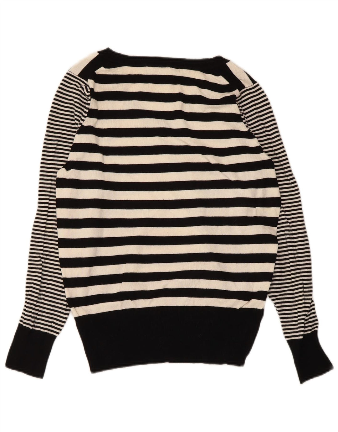Marks & Spencer Damski sweter z dekoltem w kształcie litery V, UK 10, w małe czarne paski