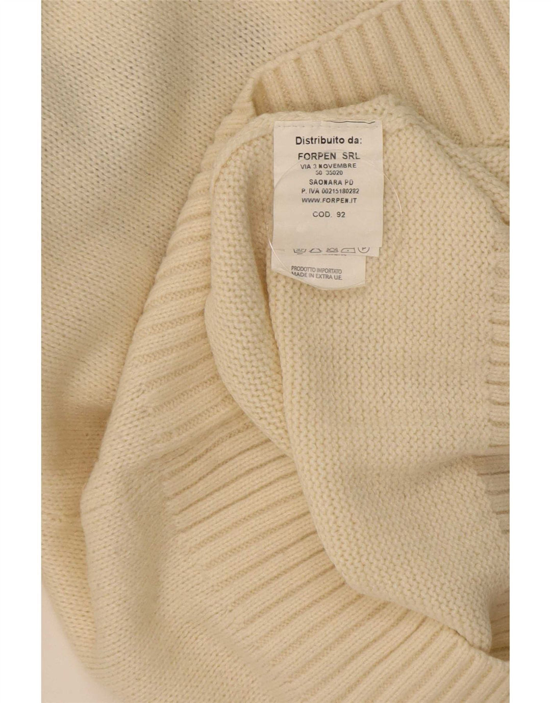 Vintage męski sweter z okrągłym dekoltem, średni biały, akryl Fair Isle