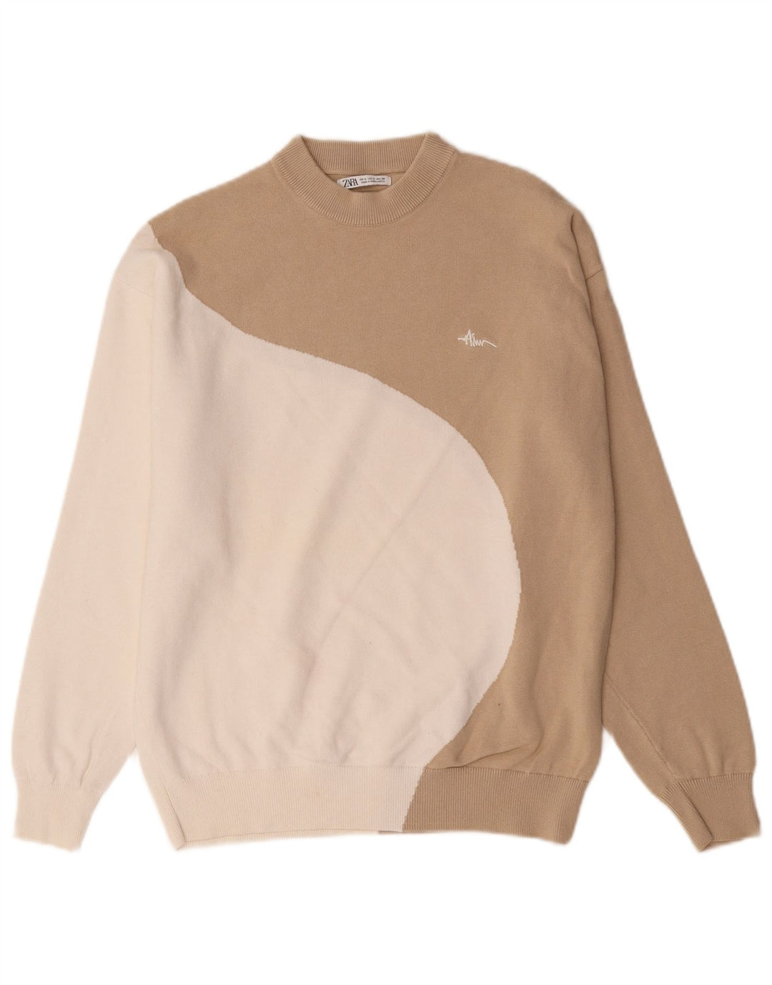 Damski sweter oversize Zara UK 10 Small Beige Colorblock