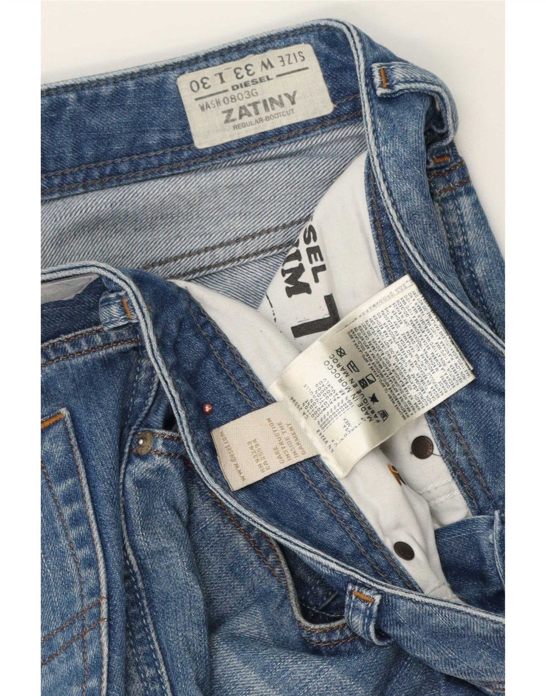 Diesel Męskie Zatiny Regular Fit Bootcut Jeansy W33 L30 Niebieska bawełna