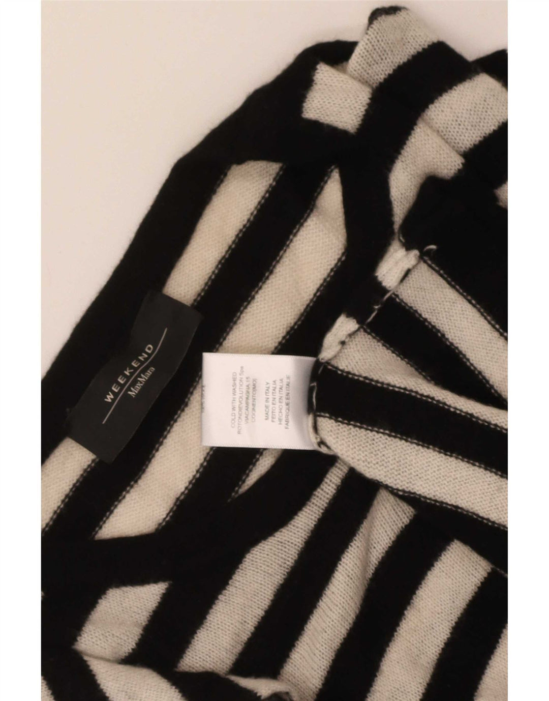 Damski sweter Max Mara Weekend z dekoltem w łódkę UK 14, średnie czarne paski