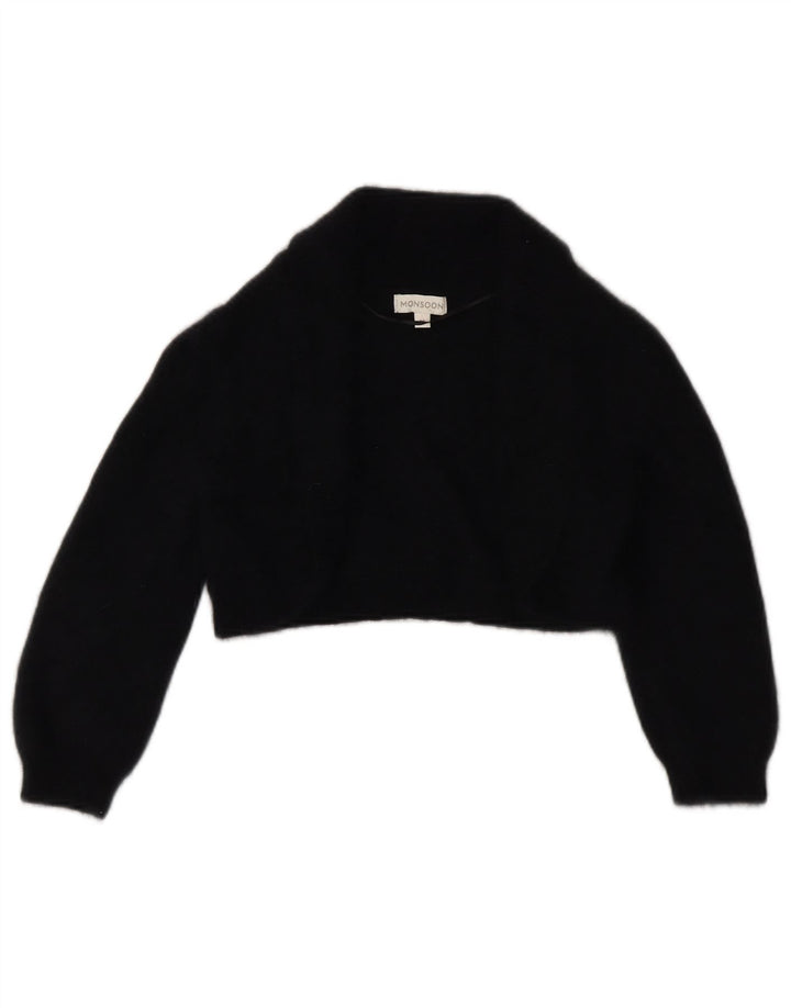 MONSOON Damski sweter bolerko z rękawem 3/4 UK 12, średni czarny