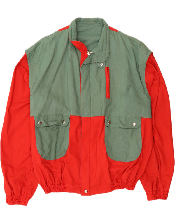 Dwustronna kurtka męska Vintage UK 42 XL, zielona bawełna z blokami kolorów