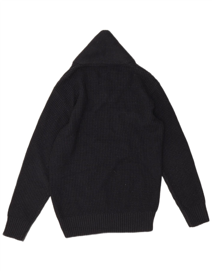 Męski sweter Zara z szalowym dekoltem, średni czarny akryl
