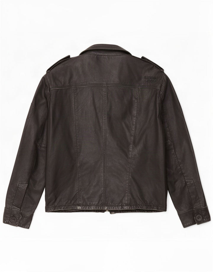 Męska skórzana kurtka wojskowa Superdry UK 40, duża, czarna