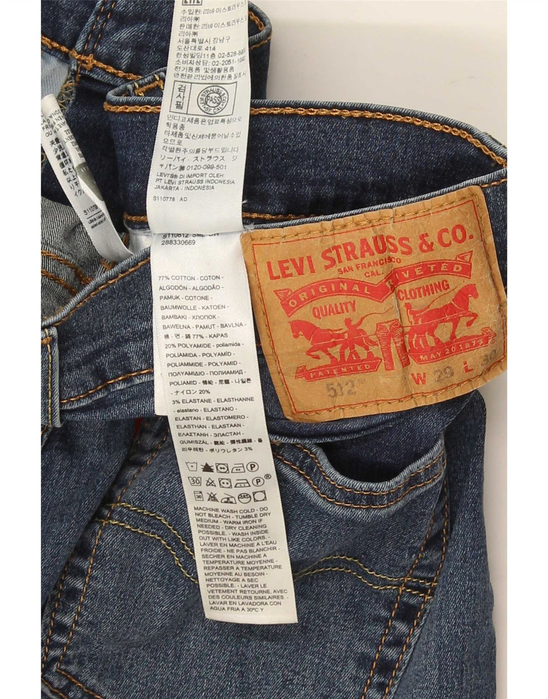Męskie jeansy Levi's 512 Slim Tapered W29 L30 Niebieska bawełna