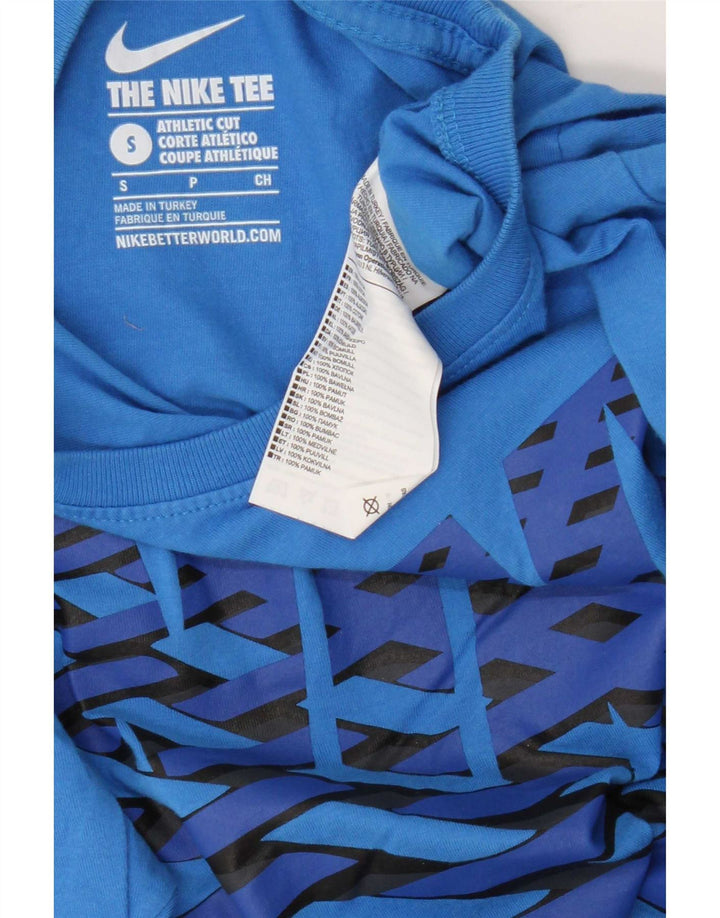 Męski T-shirt Nike o sportowym kroju z grafiką, mały, niebieski, bawełniany