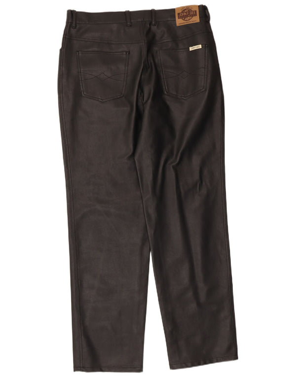 Męskie proste spodnie ze sztucznej skóry John F Gee EU 50 Large W34 L31 Black
