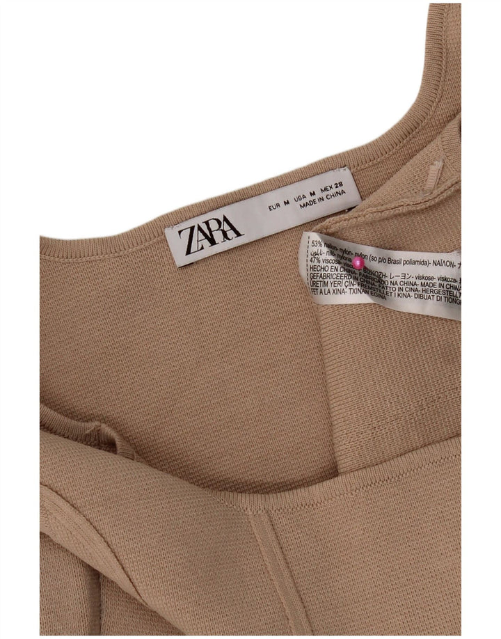 Damski krótki top Zara UK 12, średni beż, nylon