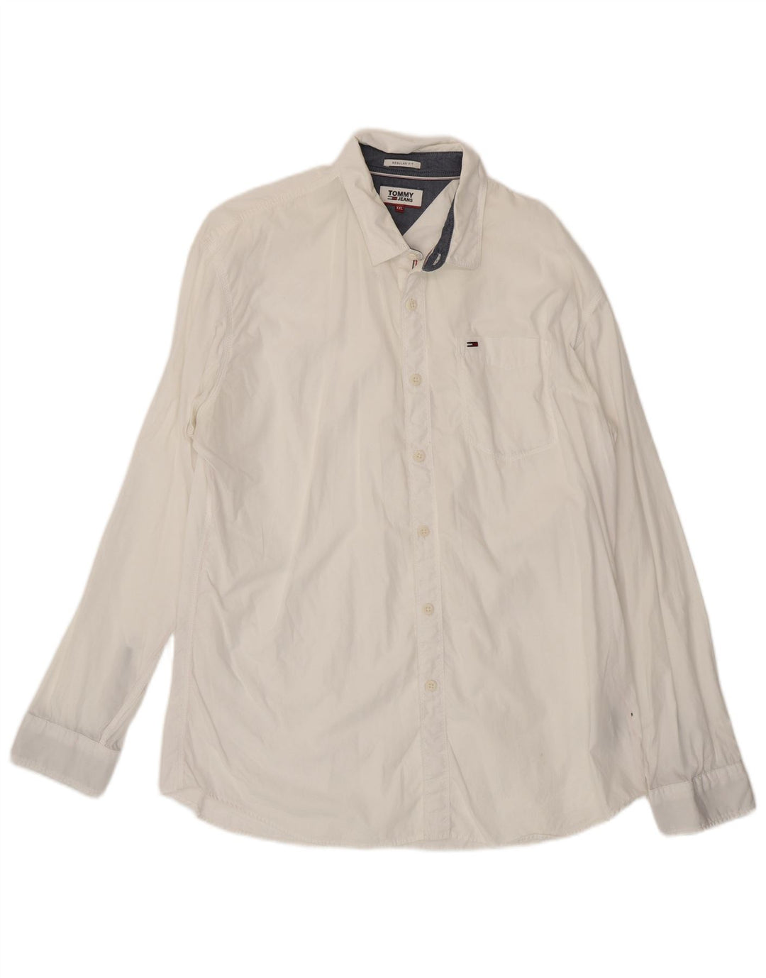 TOMMY HILFIGER Mens Regular Fit Shirt 2XL White Cotton
