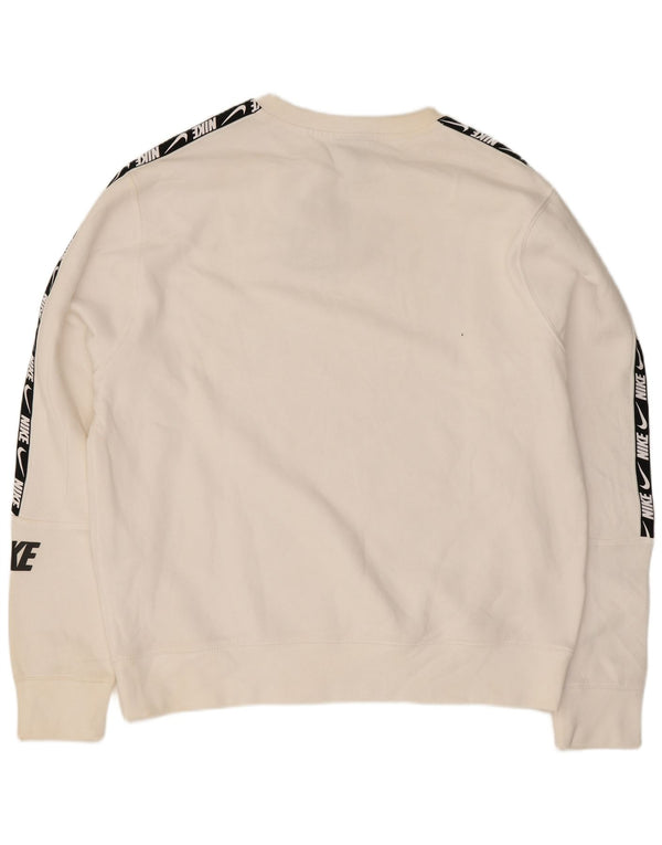 Męski sweter z grafiką Nike, duży, biały, bawełniany