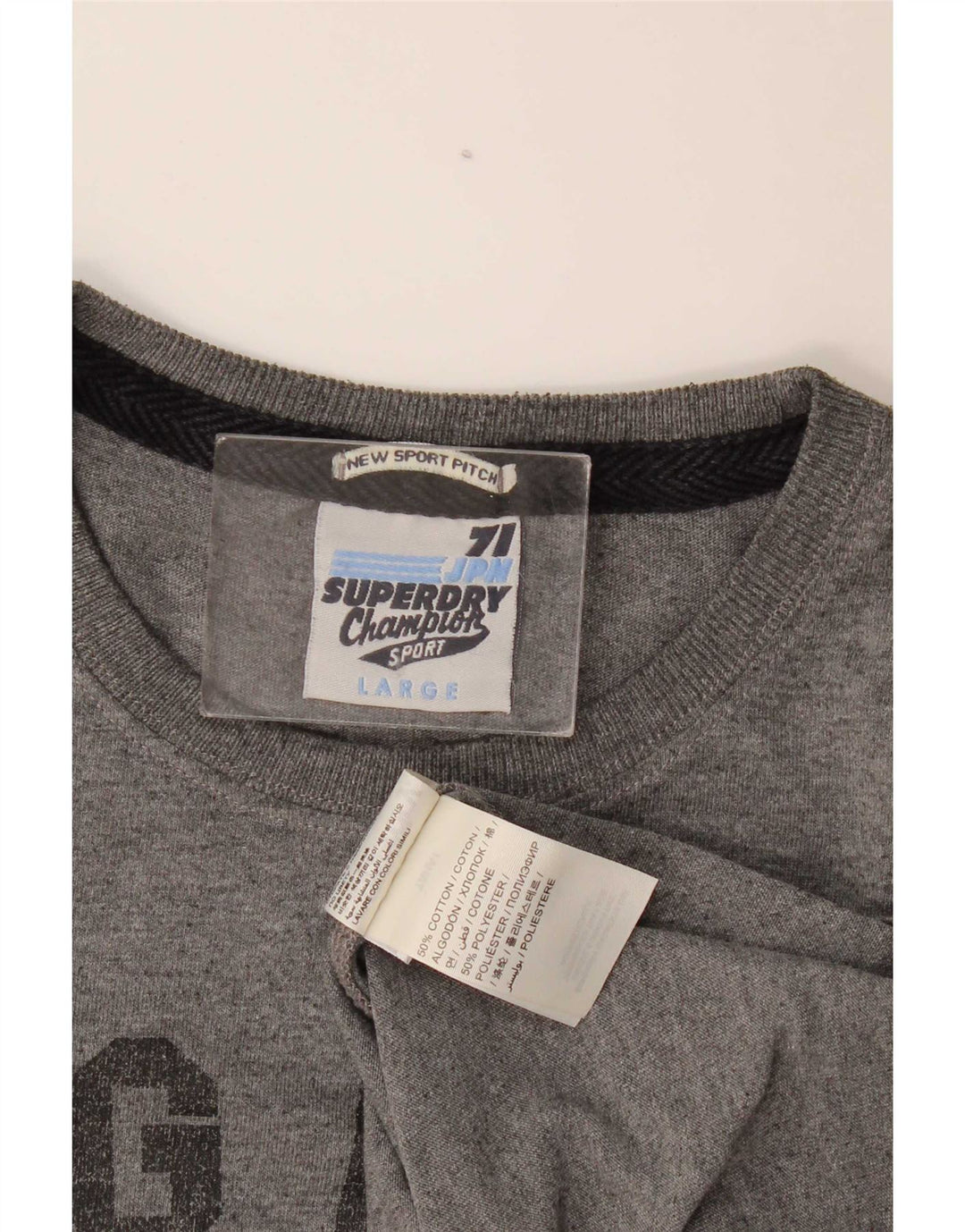 Męski T-shirt z grafiką Superdry, duży, szary, bawełniany