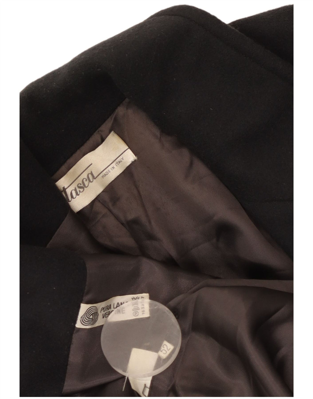 Vintage damski płaszcz z podwójnymi piersiami IT 52 2XL Szara dziewicza wełna