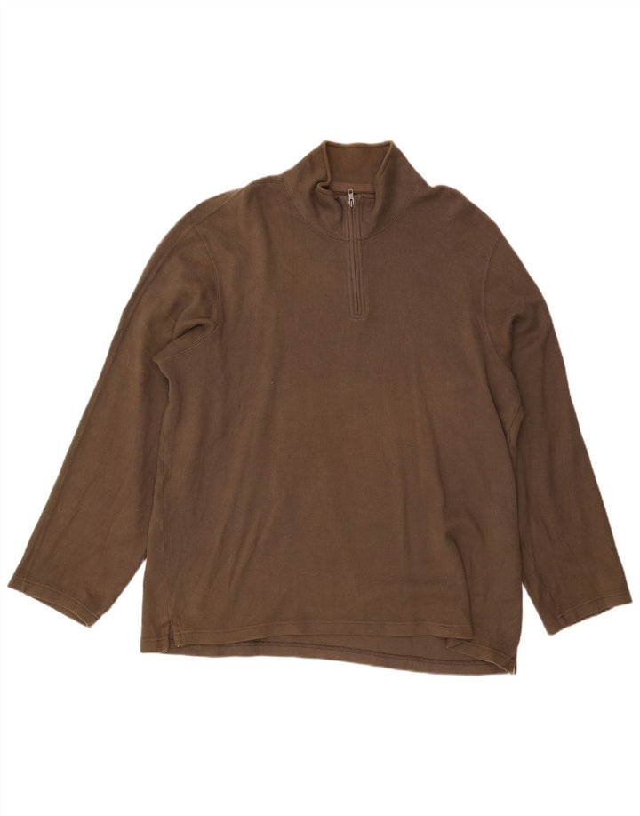 Męski sweter zapinany na zamek Eddie Bauer 2XL, brązowa bawełna